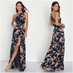 Lulu's Navy Floral Maxi Dress